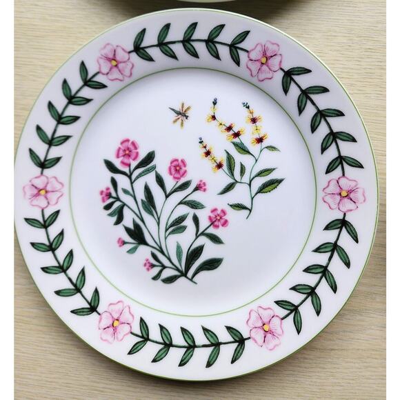 PLATES-SALAD/DESSERT/BUFFET-I GODINGER & CO.-Floral-Butterfly-Dragonfly-Set of 4 - Picture 3 of 13